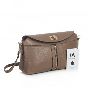 Geanta de umar din piele naturala DiAmanti Cosenza Taupe